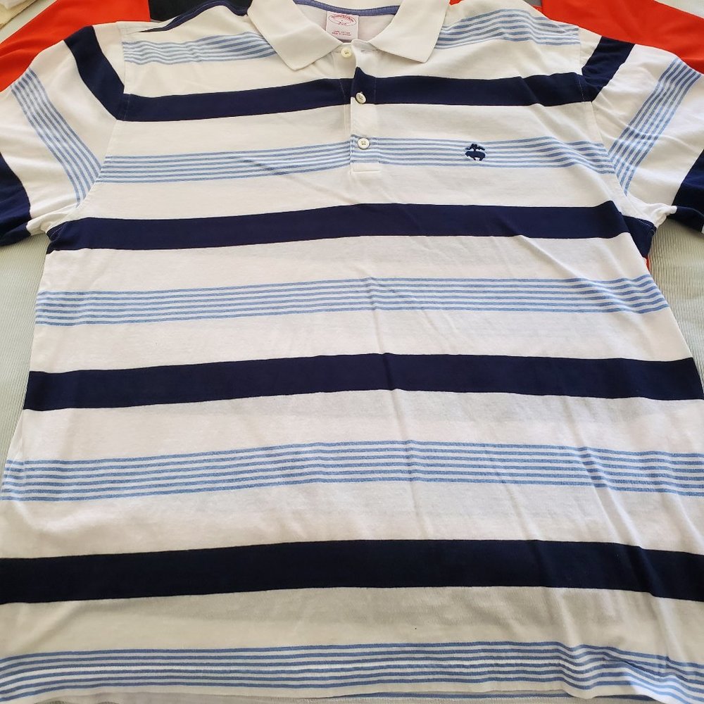 Brooks Brothers 346 large Men's white blue and sky blue